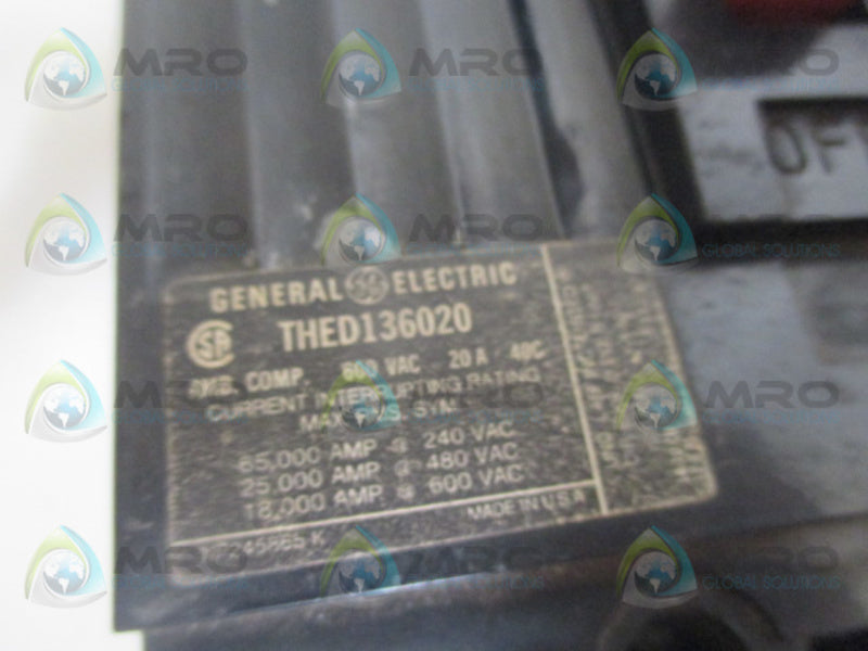 GENERAL ELECTRIC THED136020 CIRCUIT BREAKER 20A *USED*