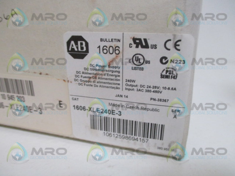 ALLEN BRADLEY 1606-XLE240E-3 SER. A DC POWER SUPPLY *NEW IN BOX*