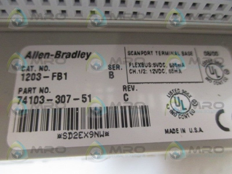 ALLEN BRADLEY 1203-FB1 SER. B MODULE BASE FLEX I/O SCANPORT *NEW IN BOX*