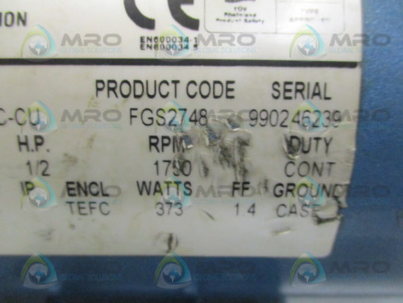 PACIFIC SCIENTIFIC SRF3632-5227-84-5-56BC-CU MOTOR 1/2H.P. 1750 RPM *USED*