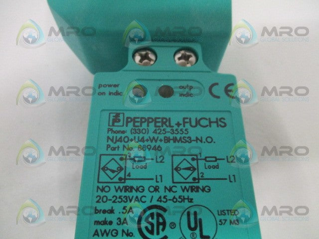 PEPPERL+FUCHS NJ40+U4+W-BHMS3-N.O. INDUCTIVE AC SENSOR *NEW IN BOX*