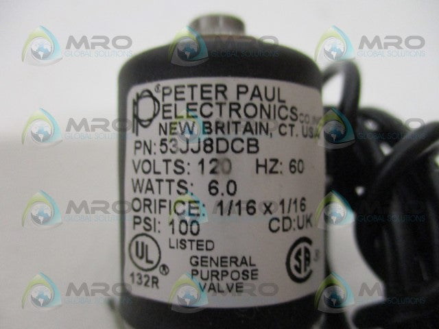 PETER PAUL 53JJ8DCB SOLENOID VALVE 120V *NEW IN BOX*