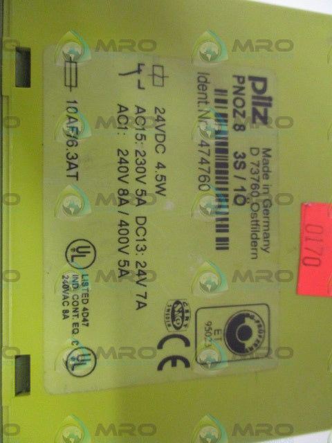 PILZ PNOZ83S/1O SAFETY RELAY *USED*