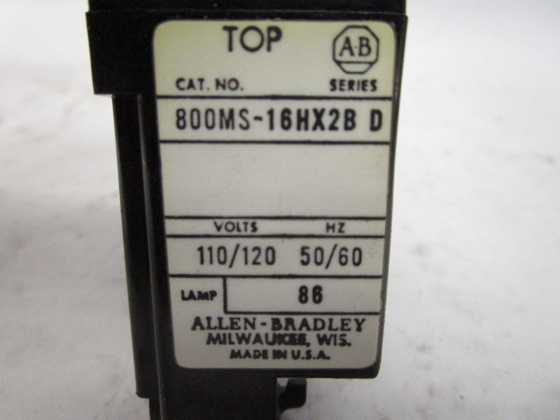 ALLEN BRADLEY 800MS-16HX2B SER. D 120V (BK/YL) NSMP