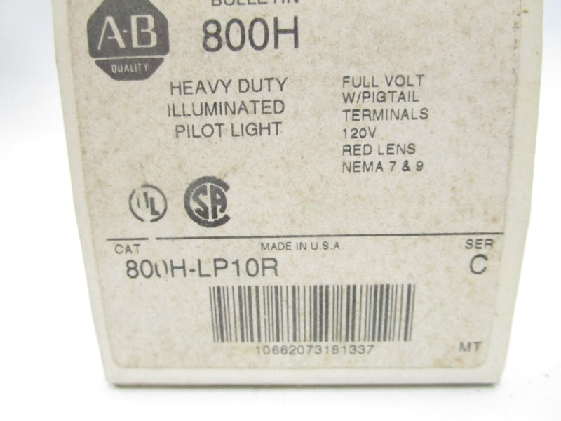 ALLEN BRADLEY 800H-LP10R SER. C 120VAC/DC (WH) NSMP