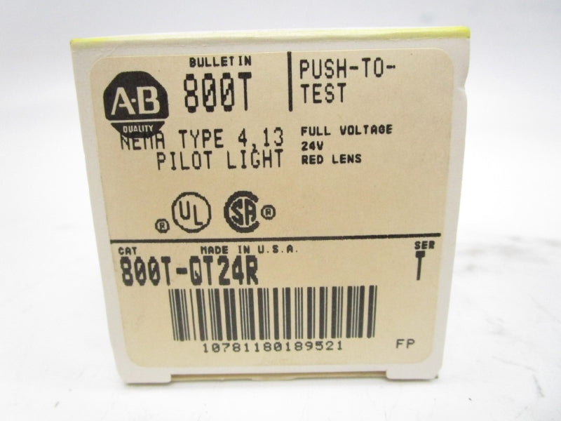 ALLEN BRADLEY 800T-QT24R SER. T 24VAC/DC (BK/YL) NSMP