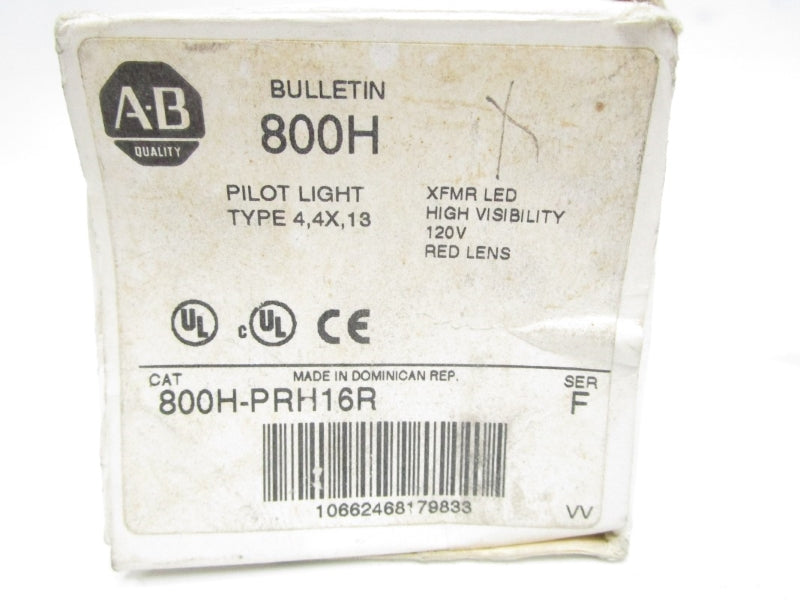 ALLEN BRADLEY 800H-PRH16R SER. F 120V (WH) NSMP