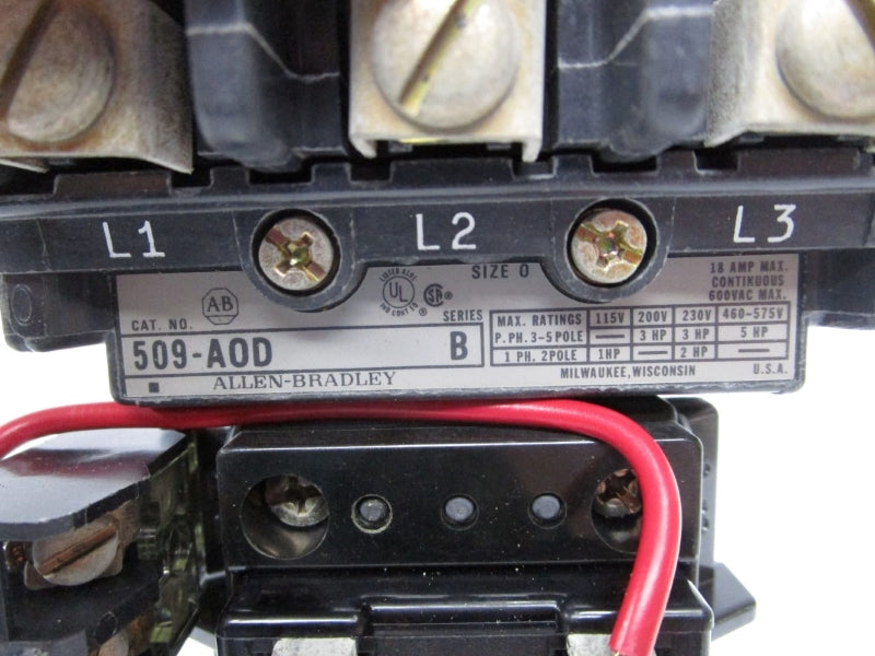 ALLEN BRADLEY 509-A0D SER. B 110-120VAC 18A (BR/YL) (AS PICTURED) NSMP