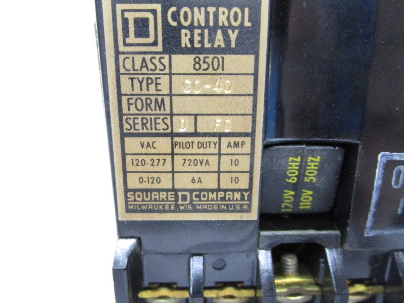 SQUARE D 8501G0-40 SER. D 110-120V 10A NSNP