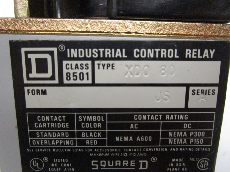 SQUARE D 8501XD080 SER. A 115-125VDC NSNP