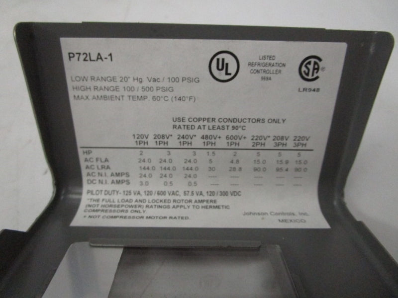 JOHNSON CONTROLS P72LA-1C 500PSI NSMP