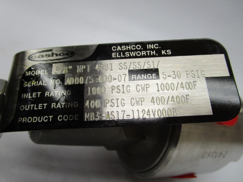 CASHCO MB3-AS17-1124V00B 5-1000PSI NSMP
