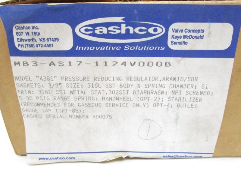 CASHCO MB3-AS17-1124V00B 5-1000PSI NSMP