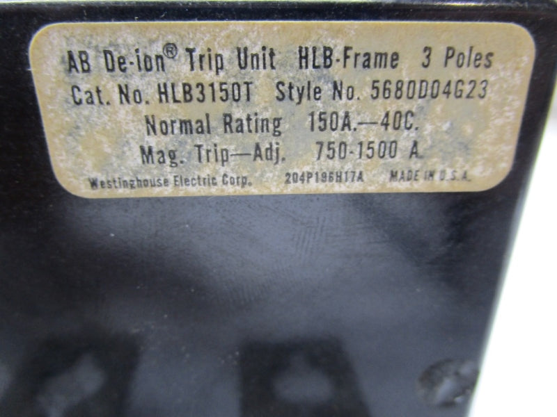WESTINGHOUSE HLB3150T 150A (AS PICTURED) NSNP