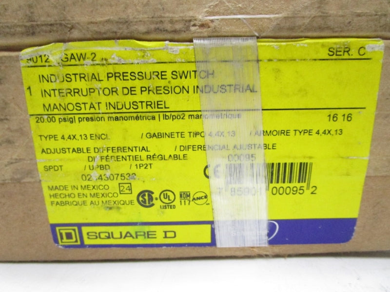SQUARE D 9012GAW2 SER. C 1-40PSI NSMP