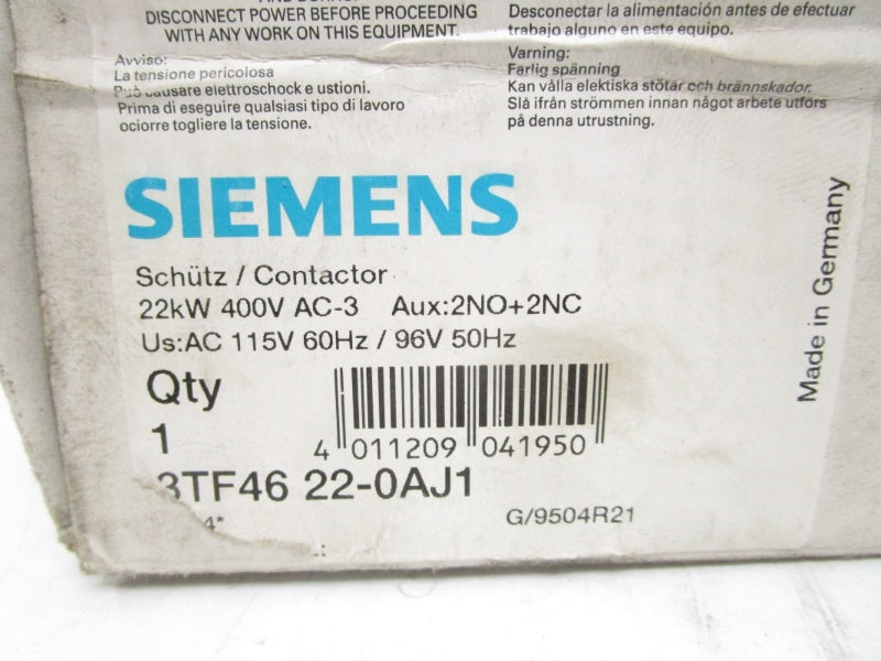 SIEMENS 3TF4622-0AJ1 600VAC 80A NSMP
