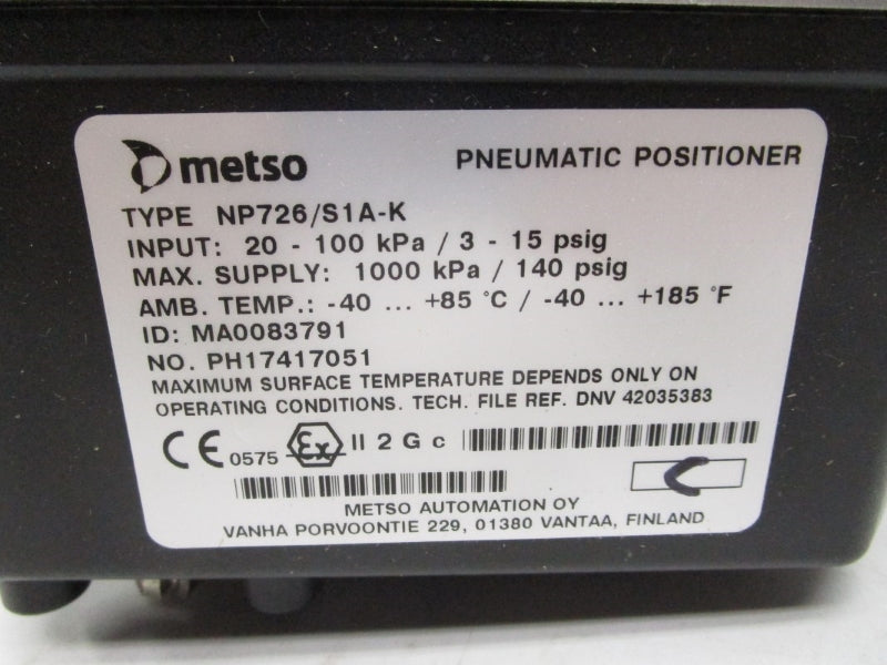 METSO MA0083791 NP726/S1A-K 140PSI NSMP