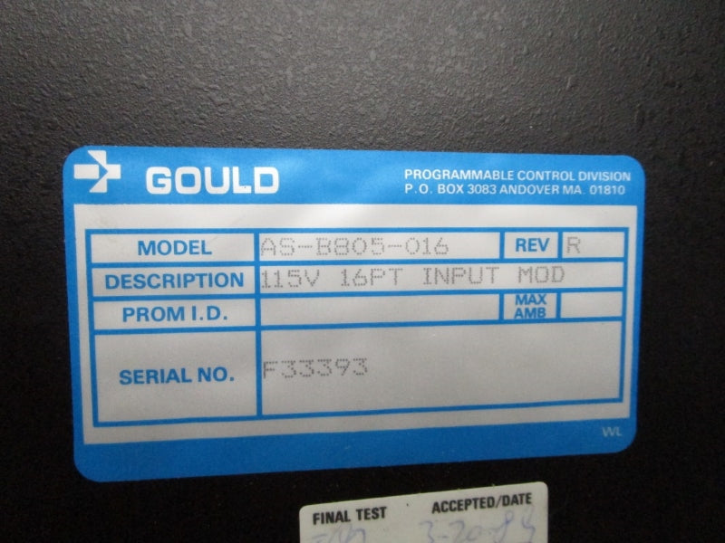 GOULD MODICON AS-B805-016 115VAC UNMP