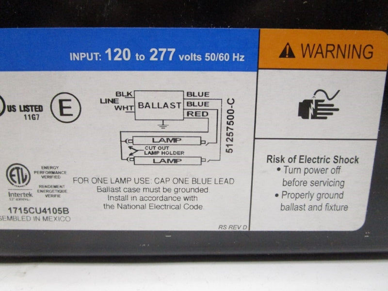 UNIVERSAL LIGHTING TECHNOLOGIES B260IUNVHP 120-277VAC NSMP
