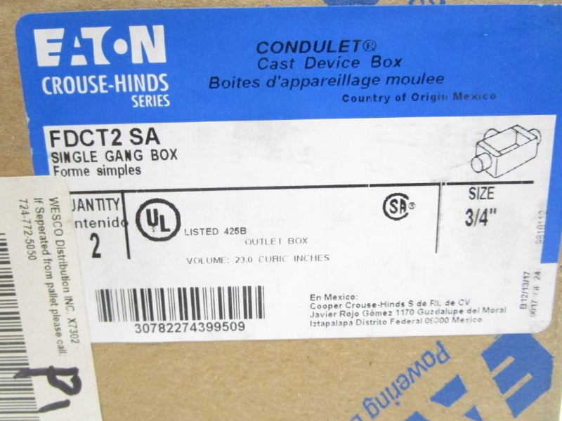 EATON FDCT2SA 3/4" (PKG OF 2) NSMP