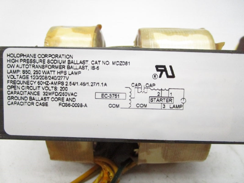 HOLOPHANE LIGHTING RBK250HPMTA 277V 1.1A NSMP