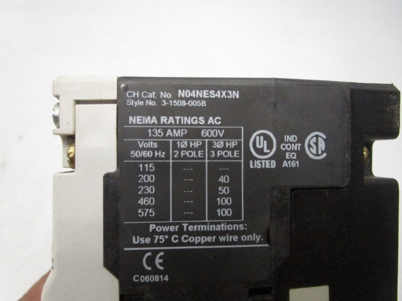 CUTLER HAMMER N04NES4X3N N05NEXRP3A 600VAC 135A UNMP
