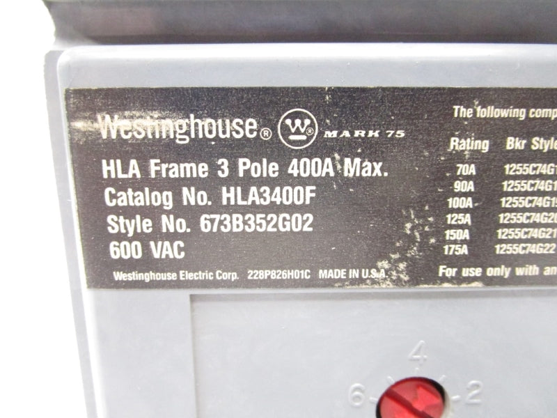 WESTINGHOUSE HLA3400F 673B352G02 600V 400A UNMP