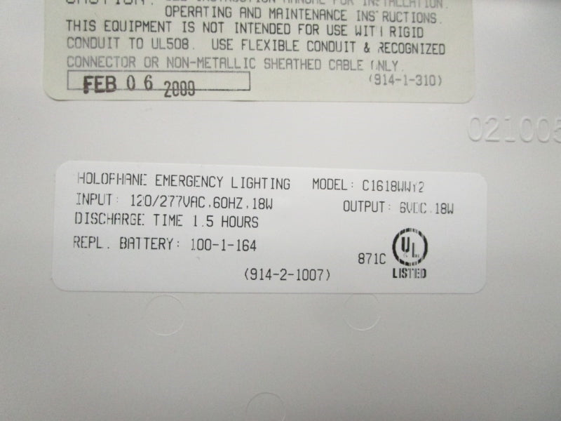 HOLOPHANE C1618WWY2 120/277VAC NSMP