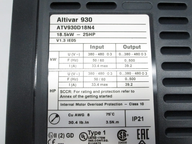 SCHNEIDER ELECTRIC ATV930D18N4 380-480V 33.4A NSMP