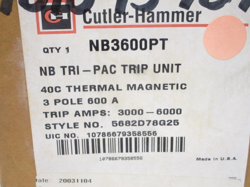 CUTLER HAMMER NB3600PT 600A NSFS