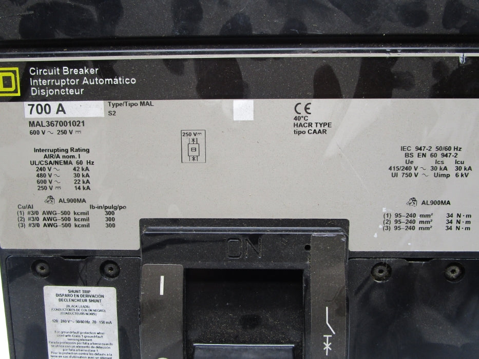 SQUARE D MAL367001021 600VAC 700A NSNP