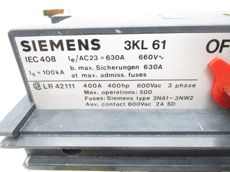 SIEMENS 3KL6130-1AB0 660V 630A NSMP