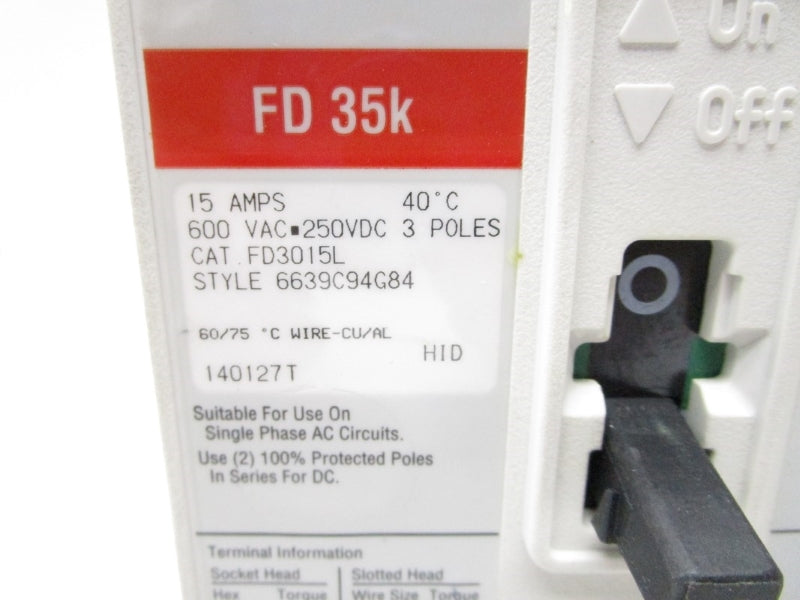 EATON FD3015L SER. C 6639C94G84 600VAC 15A NSMP