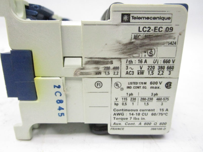 TELEMECANIQUE LC2-EC09 600V 16A (AS PICTURED) NSNP