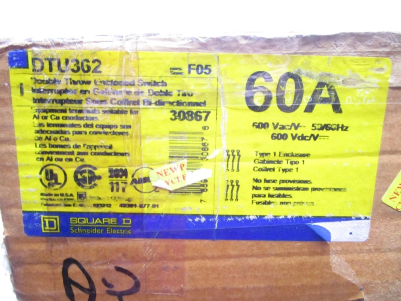 SQUARE D DTU362 SER. F05 600VAC 60A NSMP