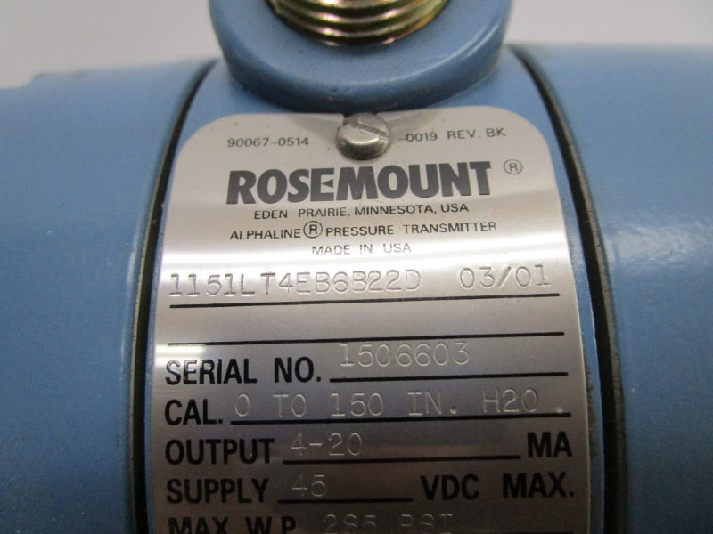 ROSEMOUNT 1151LT4EB6B22D 45VDC 285PSI NSNP
