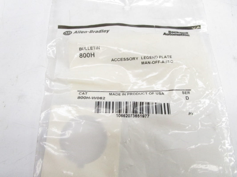 ALLEN BRADLEY 800H-W062 SER. D NSMP