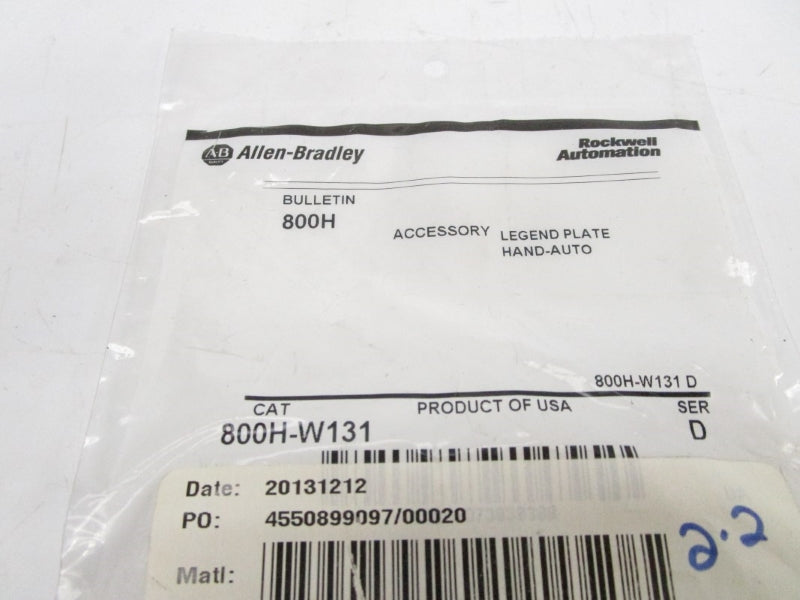 ALLEN BRADLEY 800H-W131 SER. D NSMP