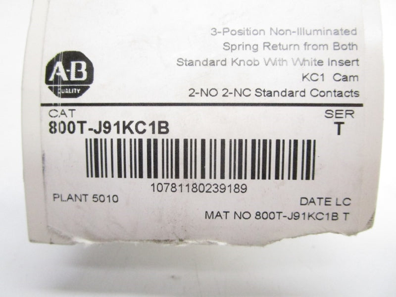 ALLEN BRADLEY 800T-J91KC1B SER. T (WH) NSMP