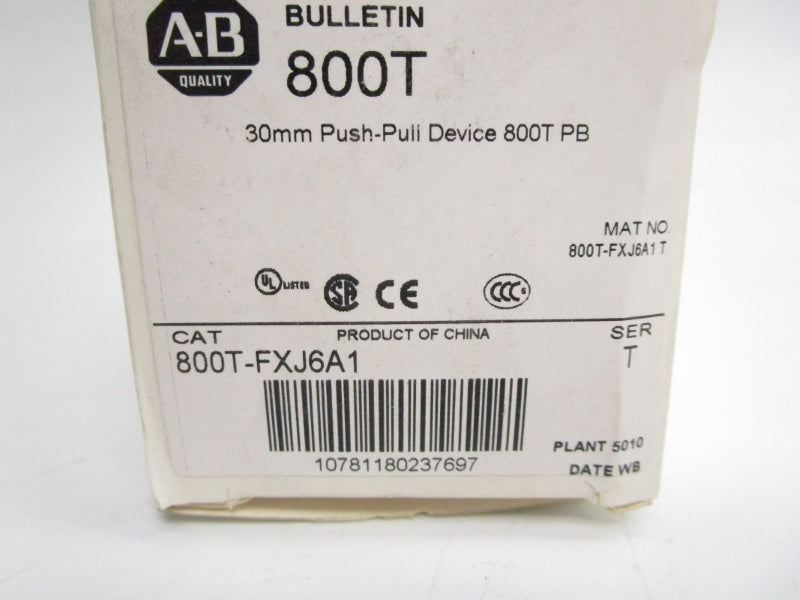 ALLEN BRADLEY 800T-FXJ6A1 SER. T (WH) NSMP