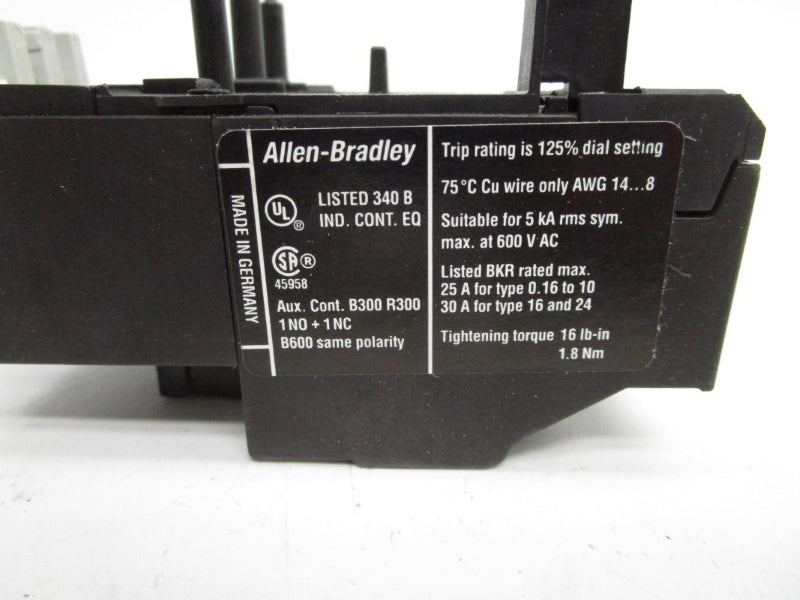 ALLEN BRADLEY 193-TAB16 SER. B 600VAC 1.0-1.6A (WH) NSMP