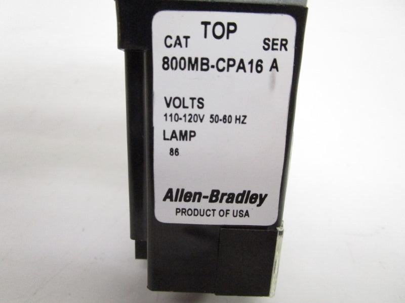 ALLEN BRADLEY 800MB-CPA16AA SER. A 110-120V (WH) NSMP
