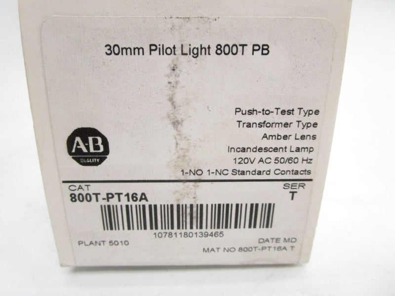 ALLEN BRADLEY 800T-PT16A SER. T (WH) NSFS