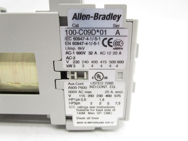 ALLEN BRADLEY 100-C09DJ01 SER. A 24VDC 32A (BR/WH) NSMP