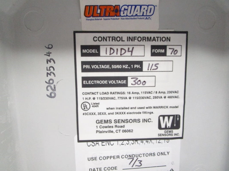 WARRICK CONTROLS 1D14 115V 8A UNMP