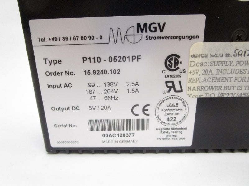 MGV P110-05201PF 264VAC 1.5A NSMP