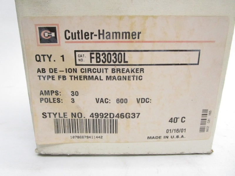 CUTLER HAMMER FB3030L 600VAC 30A NSMP
