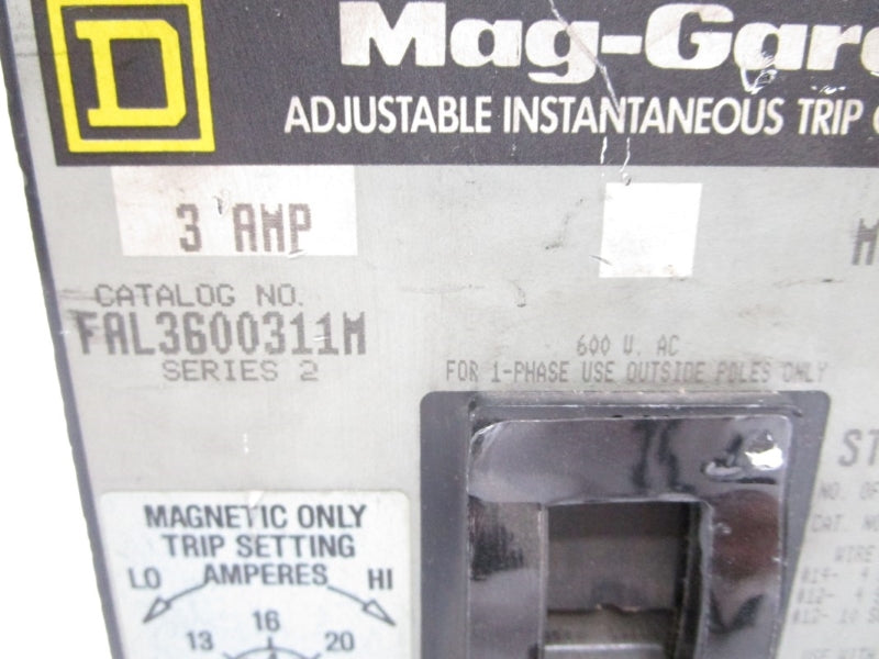 SQUARE D FAL3600311M SER. 2 600VAC 3A (GREY) UNMP