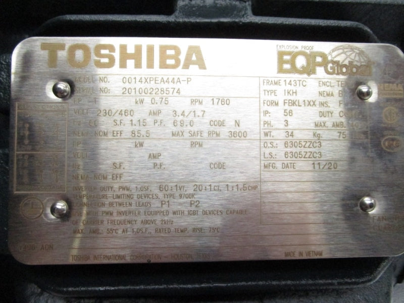 TOSHIBA 0014XPEA44A-P 230/460V 3.4/1.7A NSNP