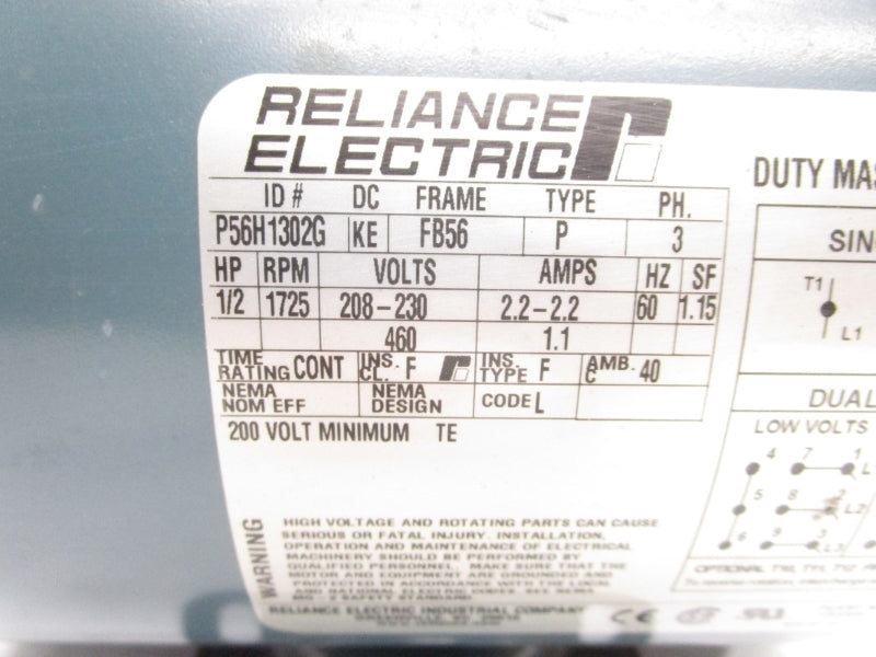 RELIANCE ELECTRIC P56H1302G 460V 1.1A NSNP